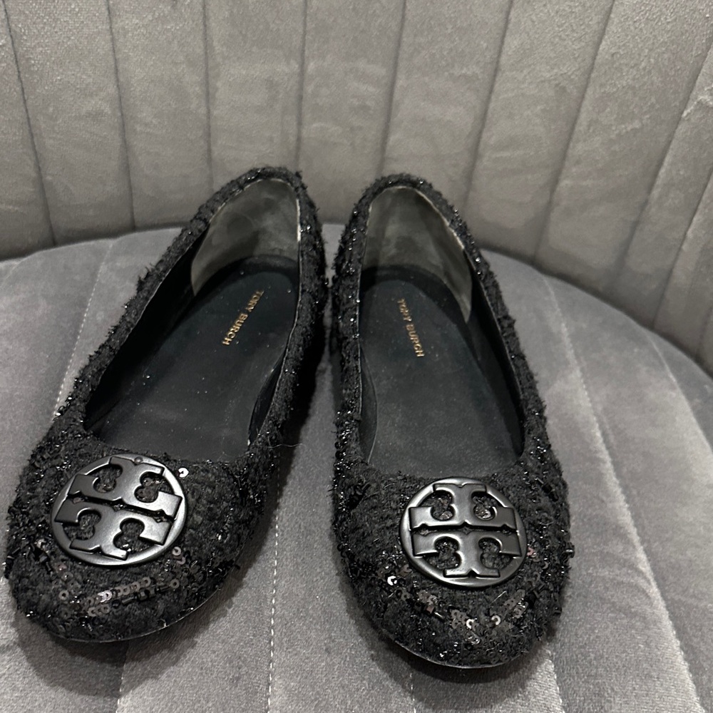 Tory Burch Black Sequin Ballet Flats